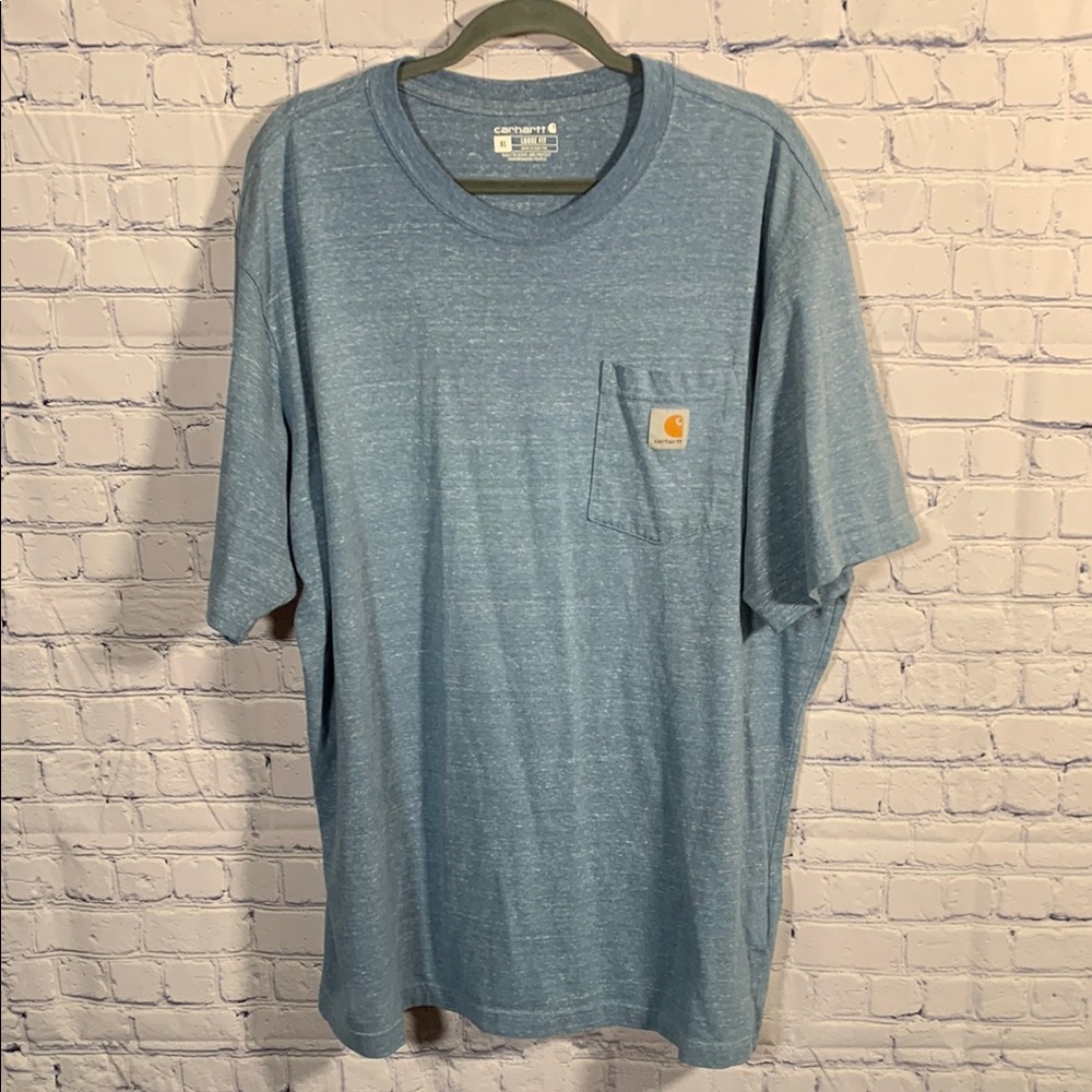 Carhartt Mens Loose Fit Short Sleeve T-Shirt Heather Blue Sz XL Workwear Outdoor